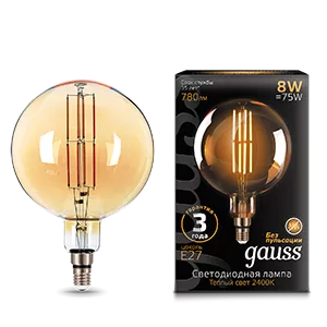 Лампа Gauss Filament G200 8W 780lm 2400К Е27 golden LED 1/6