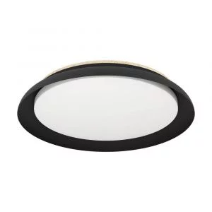 900857 Потолочный светильник PENJAMO 1, 20W (LED), 3000K, 2400lm, H65, Ø465, сталь, дерево, черный, коричневый / пластик, белый EGLO