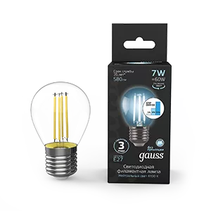 Лампа Gauss Filament Шар 7W 580lm 4100К Е27 шаг. диммирование LED 1/10/50