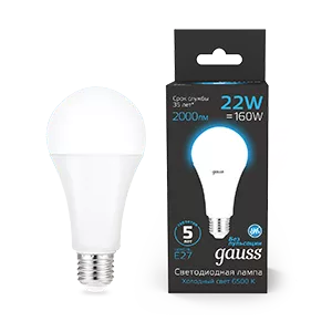 Лампа Gauss A70 22W 2000lm 6500K E27 LED 1/10/50