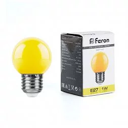 Лампа светодиодная Feron LB-37 Шарик E27 1W 230V Желтый