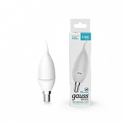 Упаковка 10 штук Лампа Gauss Basic Свеча на ветру 5,5W 420lm 4100K E14 LED 1/10/50