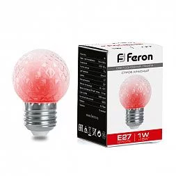Лампа-строб Feron LB-377 Шарик прозрачный E27 1W 230V красный
