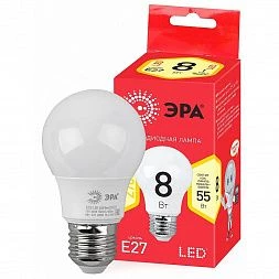 Лампочка светодиодная ЭРА RED LINE ECO LED A55-8W-827-E27 E27 / Е27 8Вт груша теплый белый свет