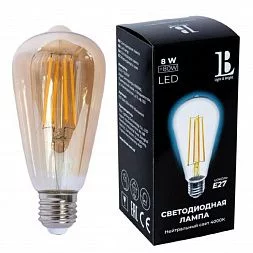 Светодиодная лампа L&B E27-8W-SТ64-NH-fil gold_lb