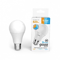 Упаковка 10 штук Лампа Gauss Basic A60 9,5W 820lm 3000K-4000K-6500K Е27 изм.цвет.темп. LED 1/10/50