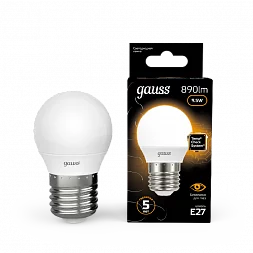 Лампа Gauss Шар 9.5W 890lm 3000K E27 LED 1/10/100