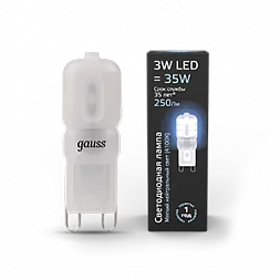 Упаковка 10 штук Лампа Gauss G9 AC220-240V 3W 250lm 4100K пластик LED 1/10/200
